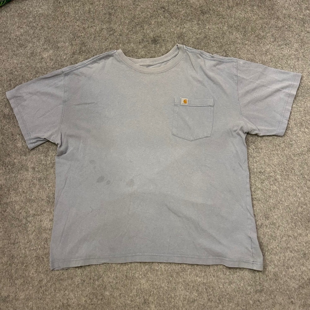 Blue Carhartt Blank Utility Workwear Construction Pocket T Shirt Adult XL